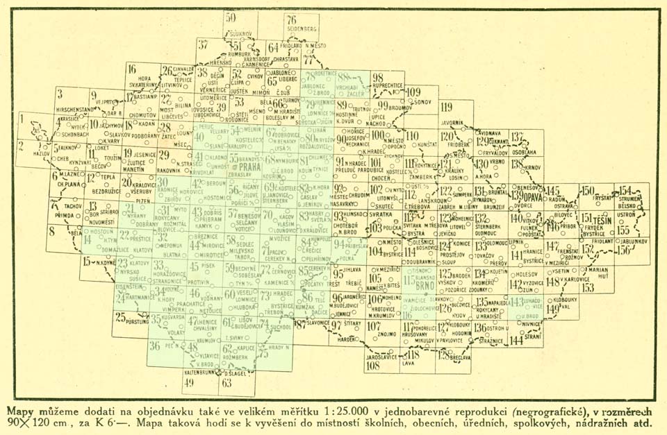 klad mapových listů map zemí Koruny české J. Bělohlava